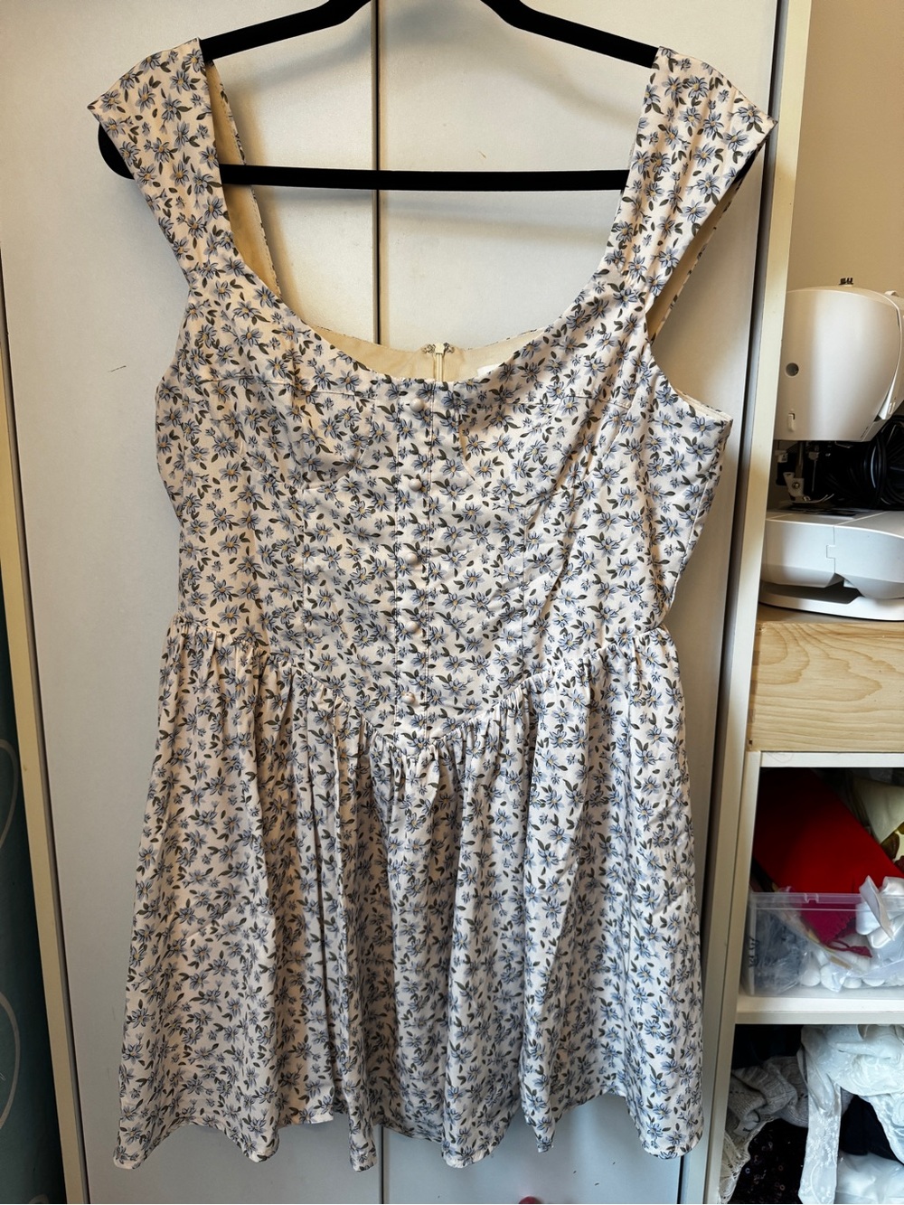 Blue floral print dress
